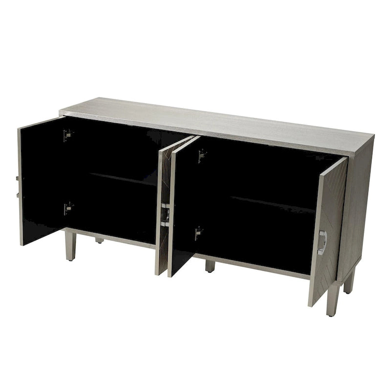 Stylish and Functional 4-Door Storage Cabinet with Pine Legs and MDF