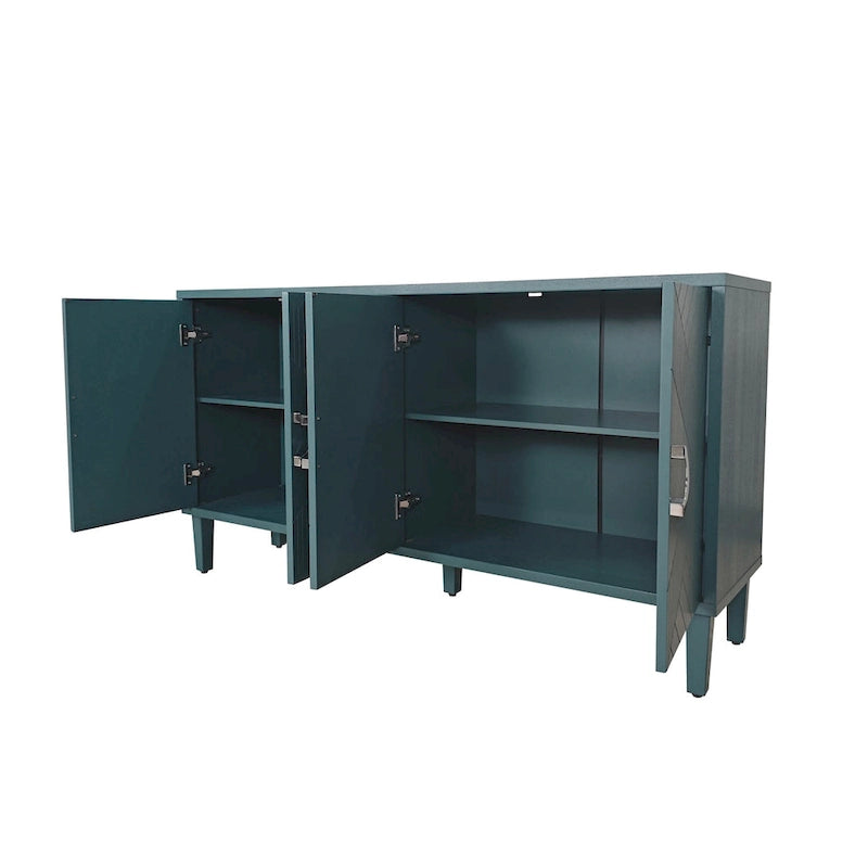Stylish and Functional 4-Door Storage Cabinet with Pine Legs and MDF