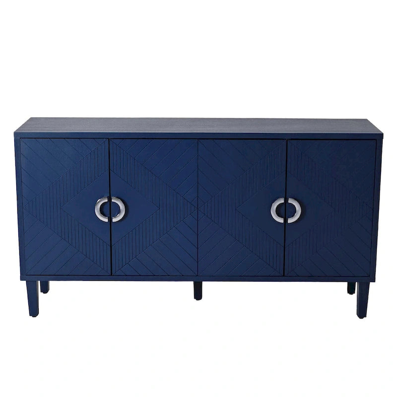 Stylish and Functional 4-Door Storage Cabinet with Pine Legs and MDF
