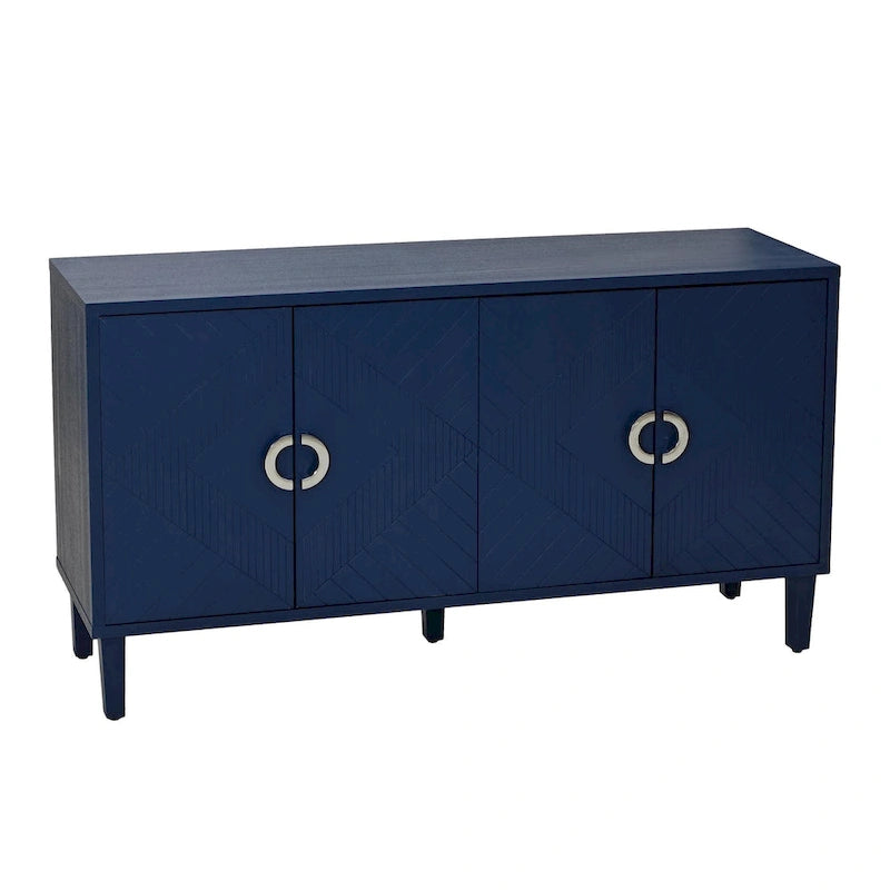 Stylish and Functional 4-Door Storage Cabinet with Pine Legs and MDF