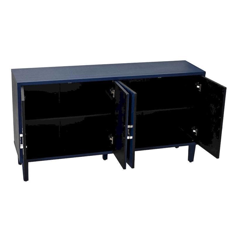 Stylish and Functional 4-Door Storage Cabinet with Pine Legs and MDF