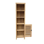 Natural Teak Louvered Storage Cabinet with 3 Shelves