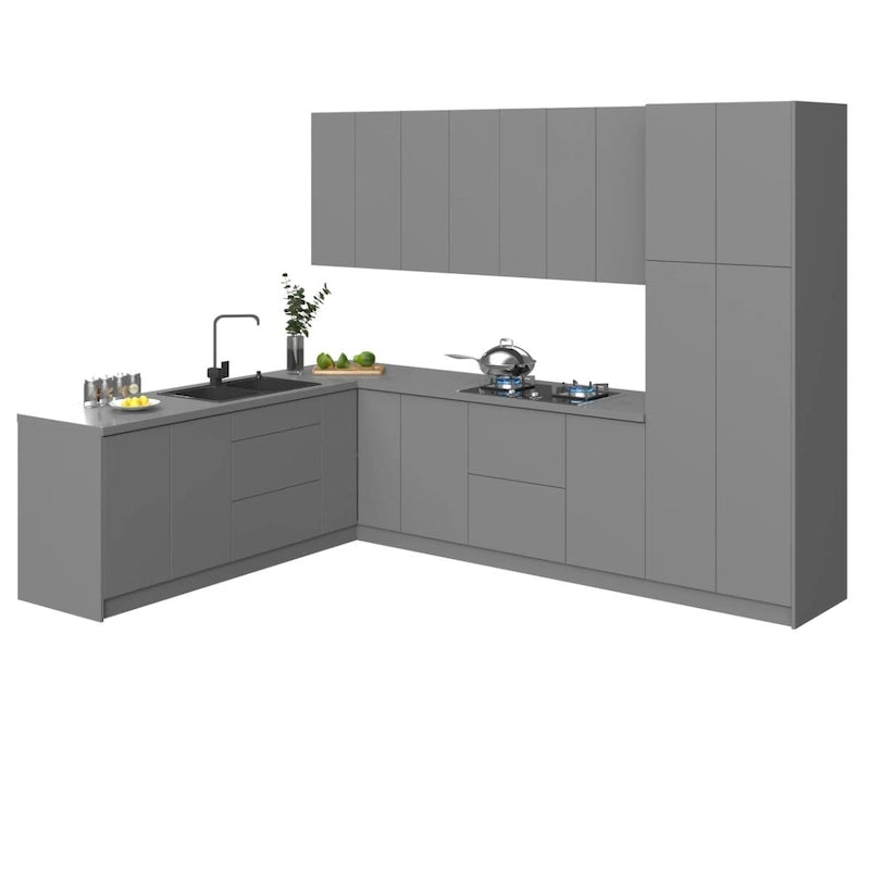 Gray & Black Kitchen Cabinet Set - 8x10ft
