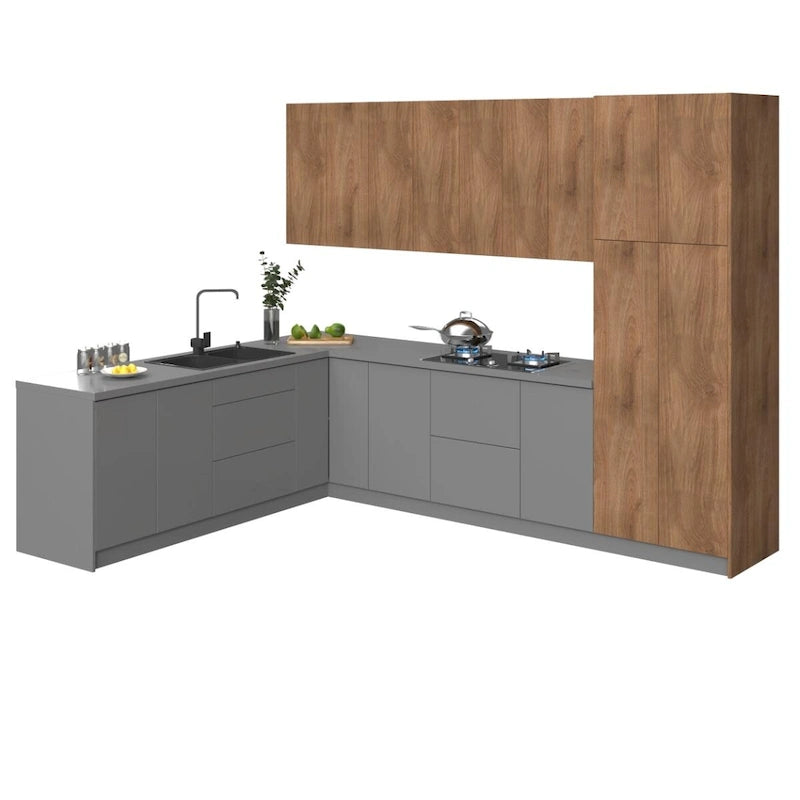 Gray & Black Kitchen Cabinet Set - 8x10ft