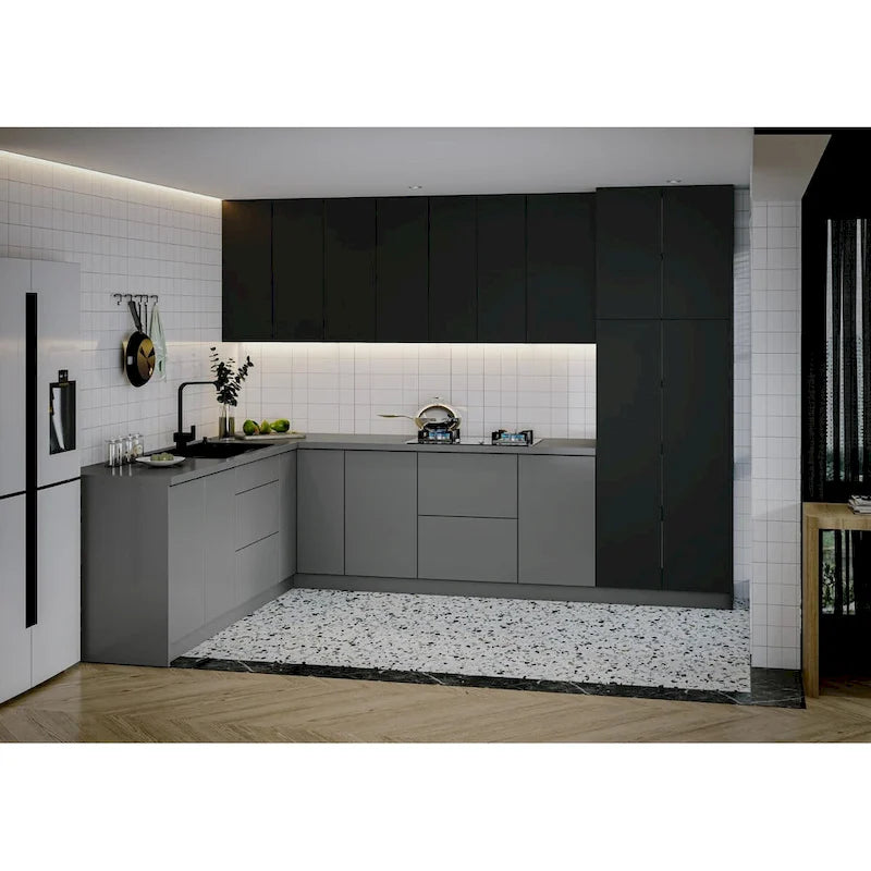 Gray & Black Kitchen Cabinet Set - 8x10ft