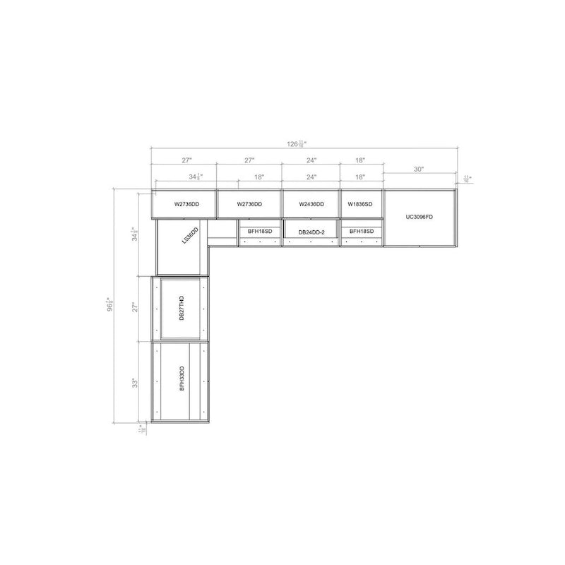 Gray & Black Kitchen Cabinet Set - 8x10ft