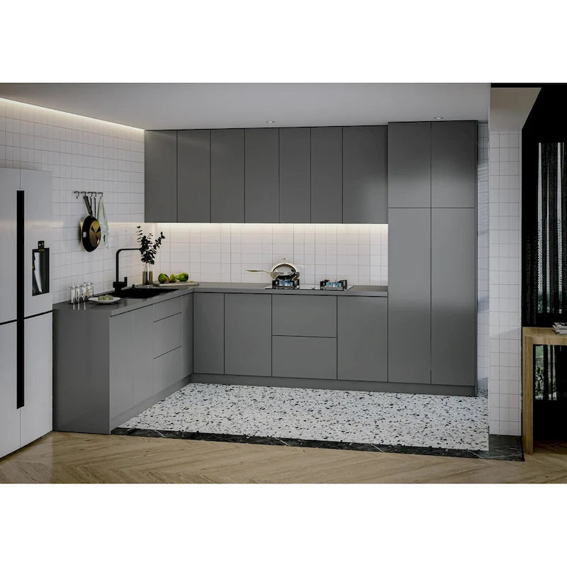 Gray & Black Kitchen Cabinet Set - 8x10ft