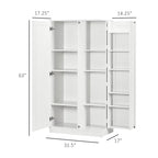 14-Tier Freestanding Kitchen Pantry Storage Cabinet with 2 Doors