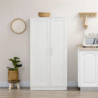 14-Tier Freestanding Kitchen Pantry Storage Cabinet with 2 Doors