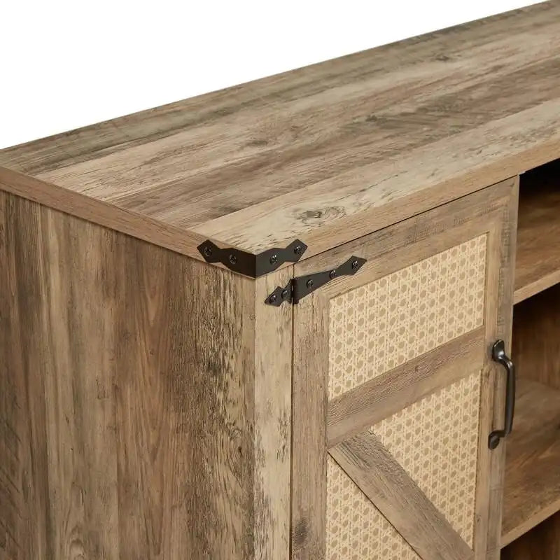 64.96W Rattan Sideboard with 4-Door Storage Cabinet - N/A