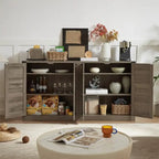 64.96W Rattan Sideboard with 4-Door Storage Cabinet - N/A