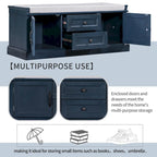 Storage Bench with 2 Drawers and 2 Cabinets, Shoe Bench with Removable Cushion for Living Room, Entryway