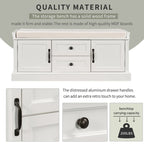 Storage Bench with 2 Drawers and 2 Cabinets, Shoe Bench with Removable Cushion for Living Room, Entryway