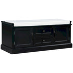 Storage Bench with 2 Drawers and 2 Cabinets, Shoe Bench with Removable Cushion for Living Room, Entryway