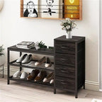3-Tier Shoe Storage Bench Shoe Rack with 4 Drawers - 39.37D x 11.81W x 25.3H