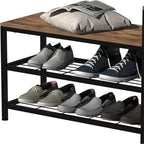 3-Tier Shoe Storage Bench Shoe Rack with 4 Drawers - 39.37D x 11.81W x 25.3H