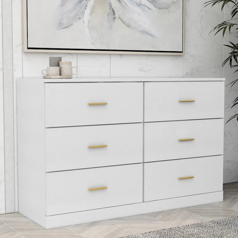 tall white dresser modern Modern White 6-Drawer Dresser for Bedroom