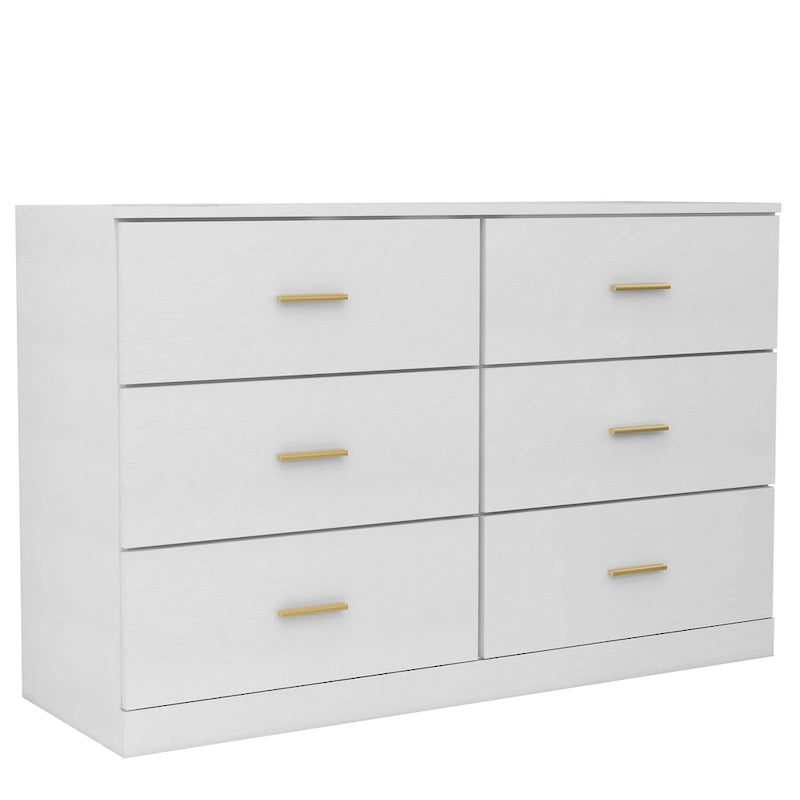 Modern White 6-Drawer Dresser for Bedroom - Ample Storage Wide Chest of Drawers, Sturdy & Safe