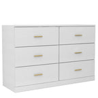 Modern White 6-Drawer Dresser for Bedroom - Ample Storage Wide Chest of Drawers, Sturdy & Safe