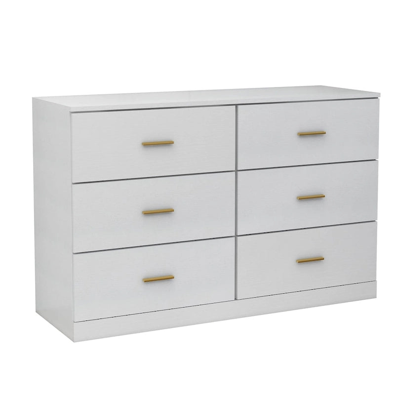 Modern White 6-Drawer Dresser for Bedroom - Ample Storage Wide Chest of Drawers, Sturdy & Safe