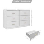 Modern White 6-Drawer Dresser for Bedroom - Ample Storage Wide Chest of Drawers, Sturdy & Safe