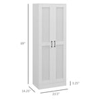 69 Tall Storage Cabinet with Movable Storage Shelves, Modern Style Pantry Cupboard Cabinet with Soft Close Doors, White