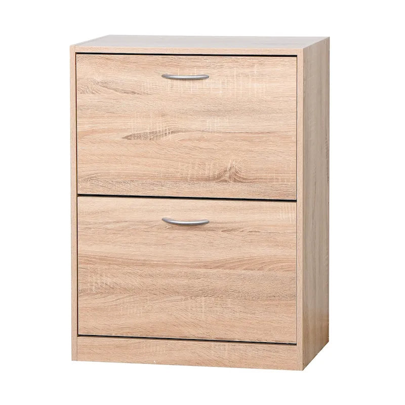 Wooden Shoe Cabinet for Entryway, White Shoe Storage Cabinet with 2 Flip Doors 20.94x9.45x43.11 inch