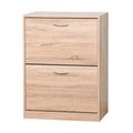 Wooden Shoe Cabinet for Entryway, White Shoe Storage Cabinet with 2 Flip Doors 20.94x9.45x43.11 inch