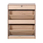 Wooden Shoe Cabinet for Entryway, White Shoe Storage Cabinet with 2 Flip Doors 20.94x9.45x43.11 inch