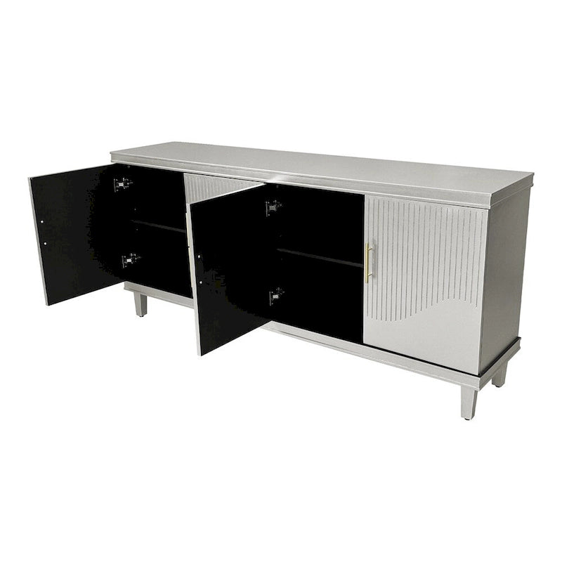 70.07 Wood Storage Cabinet with 4 Doors and Adjustable Shelves