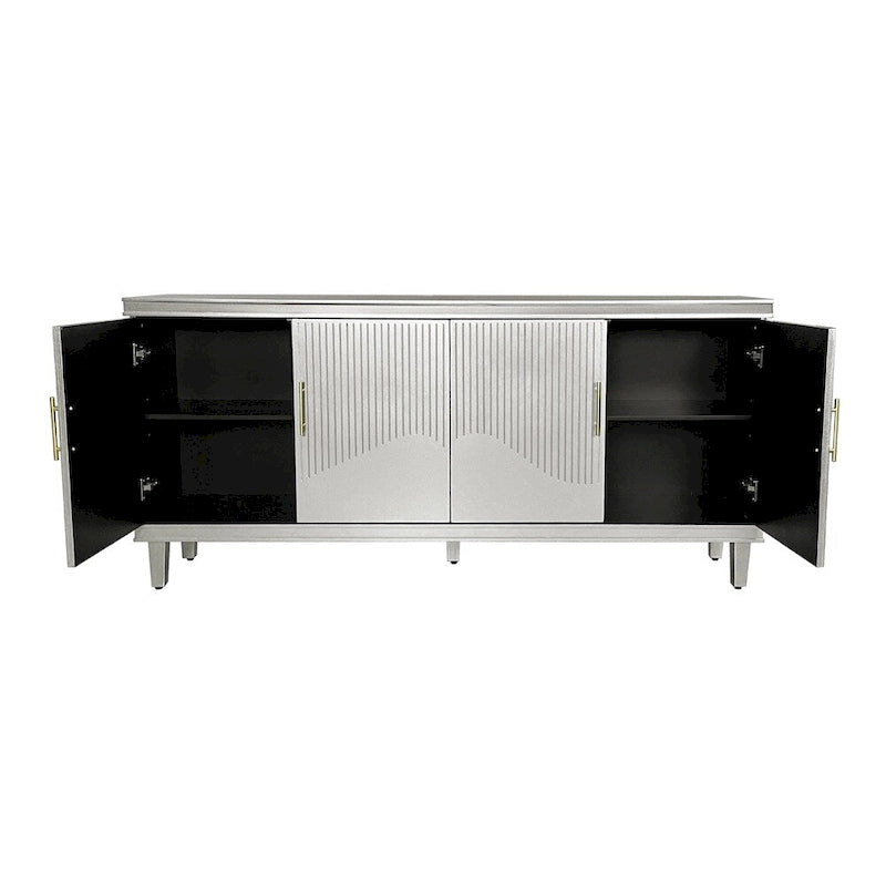 70.07 Wood Storage Cabinet with 4 Doors and Adjustable Shelves