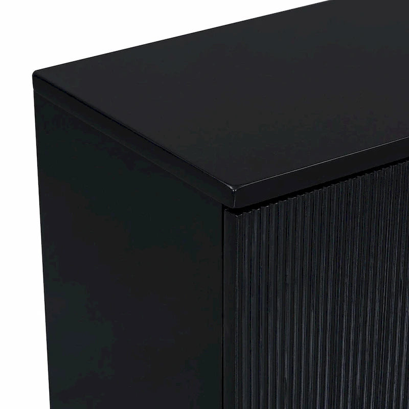 Four-Door Cabinet with Vertical Stripes and Wavy Design