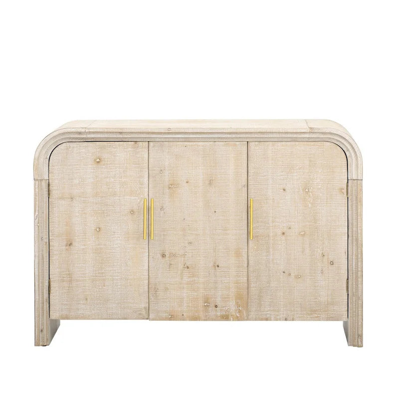 Retro Minimalist Curved Sideboard with Gold Handles
