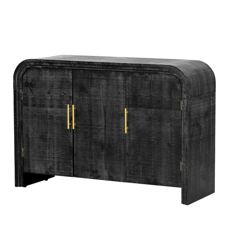 Retro Minimalist Curved Sideboard with Gold Handles