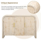Retro Minimalist Curved Sideboard with Gold Handles