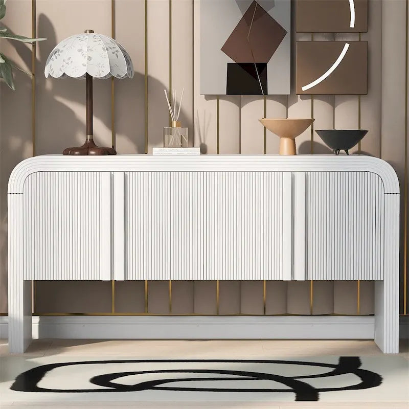 Striped Storage Cabinet with 4 Doors, Adjustable