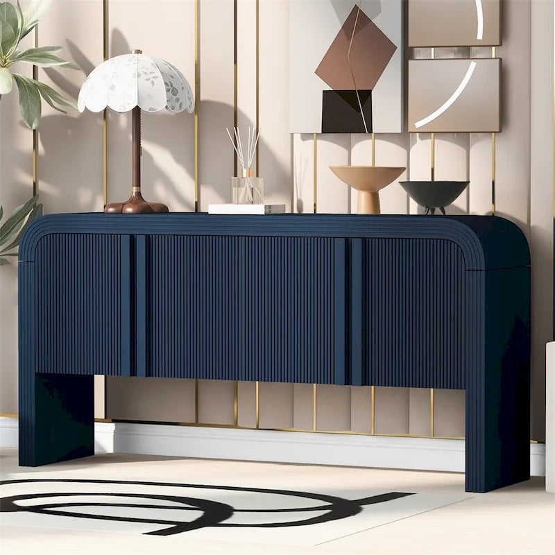 Striped Storage Cabinet with 4 Doors, Adjustable
