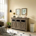 Wood Buffet Cabinet with 2 Doors and Metal Handle for Dining Room