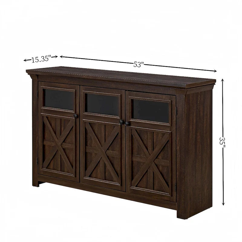 Wood Buffet Cabinet with 2 Doors and Metal Handle for Dining Room
