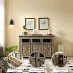 Wood Buffet Cabinet with 2 Doors and Metal Handle for Dining Room