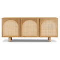70" Oak Wood Sideboard with Cane Webbing Doors
