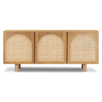 70" Oak Wood Sideboard with Cane Webbing Doors