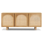 70" Oak Wood Sideboard with Cane Webbing Doors