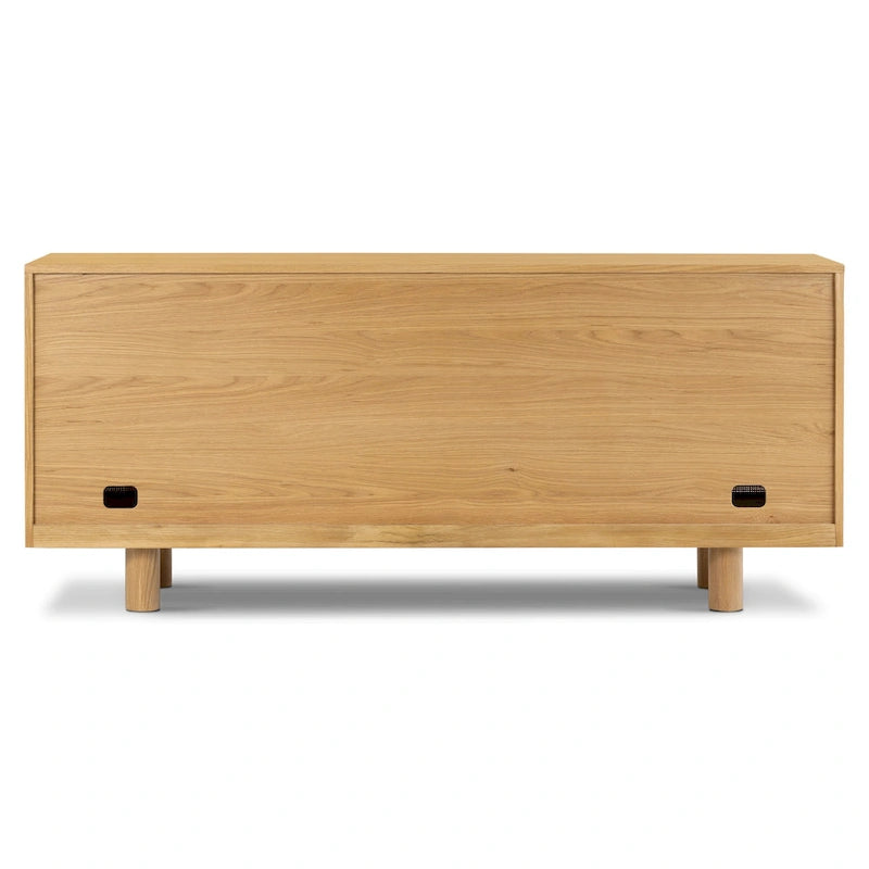 70" Oak Wood Sideboard with Cane Webbing Doors