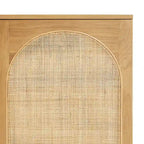 70" Oak Wood Sideboard with Cane Webbing Doors
