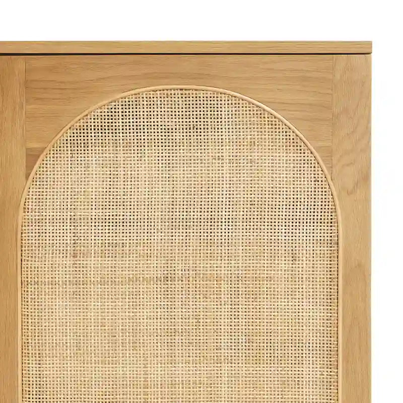 70" Oak Wood Sideboard with Cane Webbing Doors