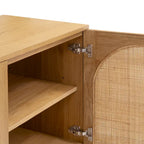 70" Oak Wood Sideboard with Cane Webbing Doors