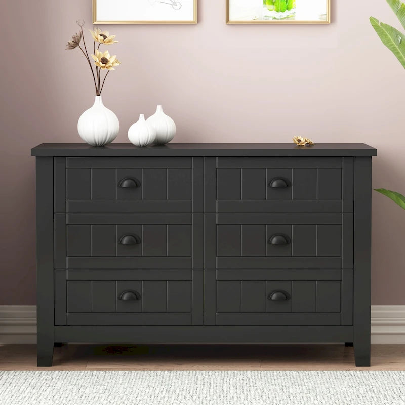 3-Drawer Wooden Sideboard Cabinet with Shell Handles