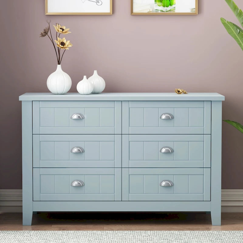 3-Drawer Wooden Sideboard Cabinet with Shell Handles