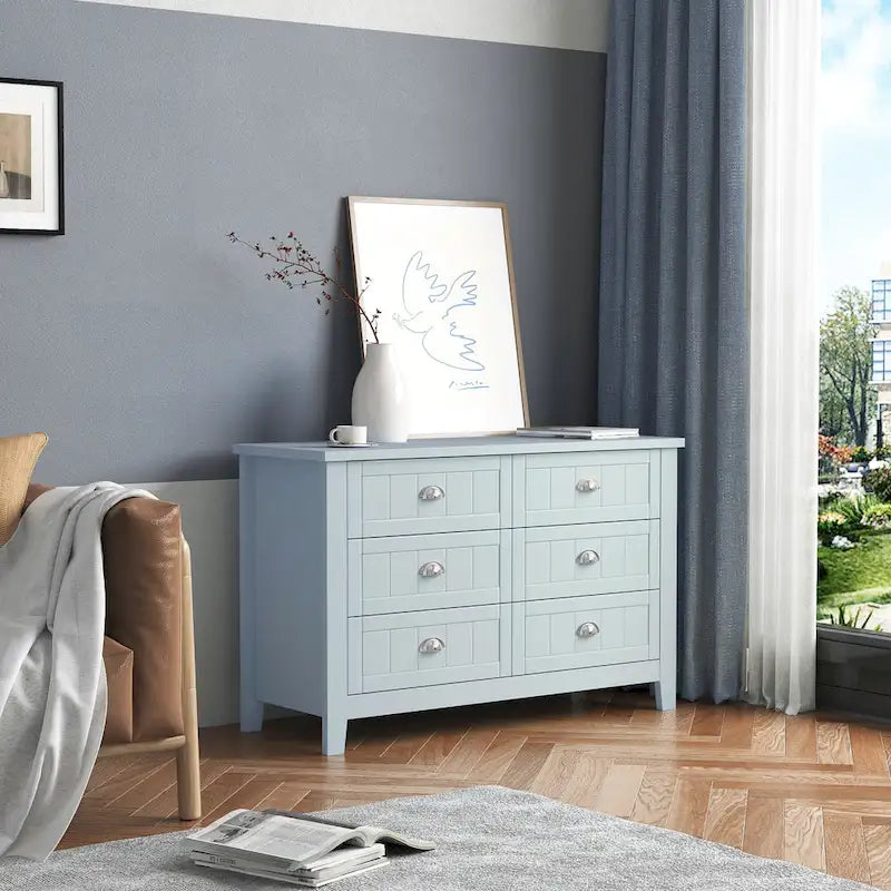 3-Drawer Wooden Sideboard Cabinet with Shell Handles